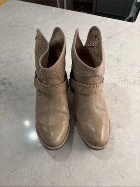 Bussola Women Woodville Ankle Boot 38 7 Beige Western Cowboy Prairie Boho Rodeo